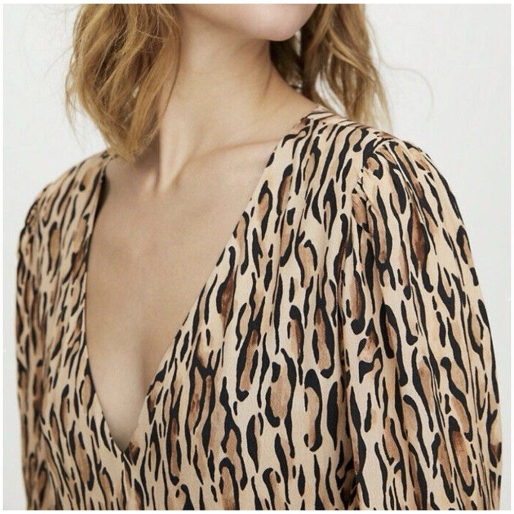 Aritzia Sunday Best Jinx Babydoll Mini Dress Size XS Leopard‎ Animal Print
